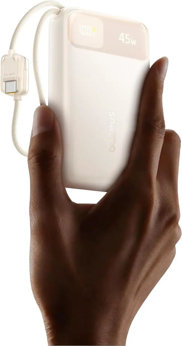 Main image of Baseus 20000mAh Compact Portable Charger 45W, CCC Certified Power Bank Built-in USB-C Cables, Travel Essential PD Fast Charging Battery Pack for iPhone 17/16 Series Galaxy S25/S24 Ultra Google iPad