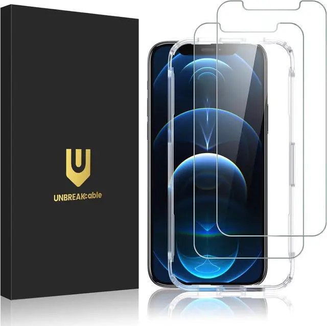 Main image of UNBREAKcable 2-Pack Screen Protector for iPhone 12/12 Pro Tempered Glass | Shatterproof, Easy Install, 9H Hardness, 99.99% HD Clear, Bubble-Free, Anti-Fingerprint, Scratch Resistant, Case Friendly