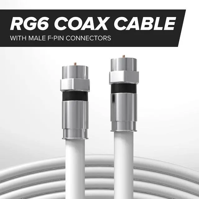 Alt view image 2 of 7 - THE CIMPLE CO - RG6 Coaxial Cable 20 FT - RG6 Coax Cable for TVs, Antennas, Internet, CATV, Audio/Video - Dual Shielded Indoor/Outdoor Coax Wire 20 Feet (6 Meters), White