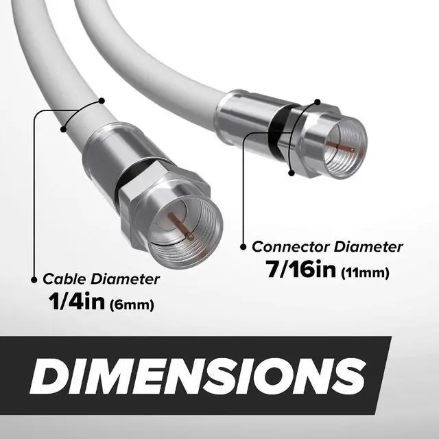 Alt view image 7 of 7 - THE CIMPLE CO - RG6 Coaxial Cable 20 FT - RG6 Coax Cable for TVs, Antennas, Internet, CATV, Audio/Video - Dual Shielded Indoor/Outdoor Coax Wire 20 Feet (6 Meters), White