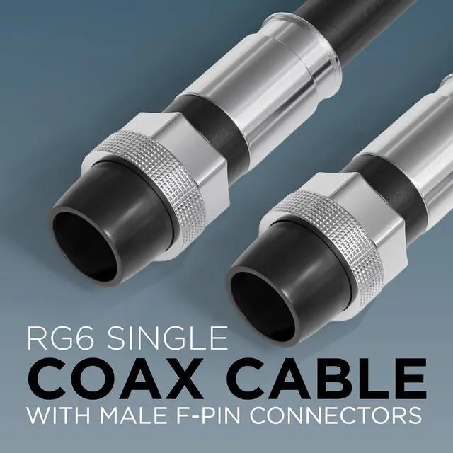 Alt view image 2 of 7 - THE CIMPLE CO - RG6 Coaxial Cable 25 FT Outdoor - Indoor/Outdoor Dual Shielded Coax Cable for Satellite TV Antennas, Internet, CATV - Watertight Coax with Rubber Boots 25 Feet (7 Meters), Black