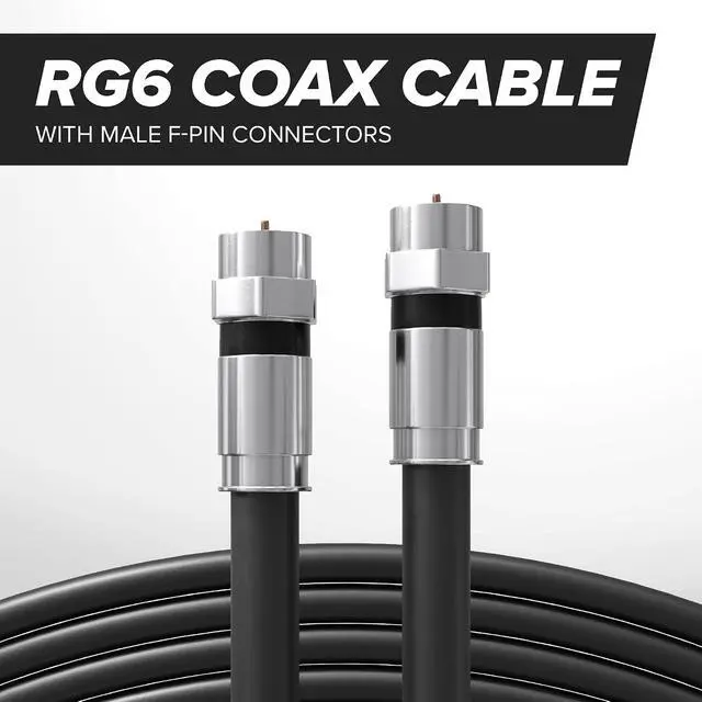 Alt view image 2 of 7 - THE CIMPLE CO - RG6 Coaxial Cable 25 FT - RG6 Coax Cable for TVs, Antennas, Internet, CATV, Audio/Video - Dual Shielded Indoor/Outdoor Coax Wire 25 Feet (7 Meters), Black
