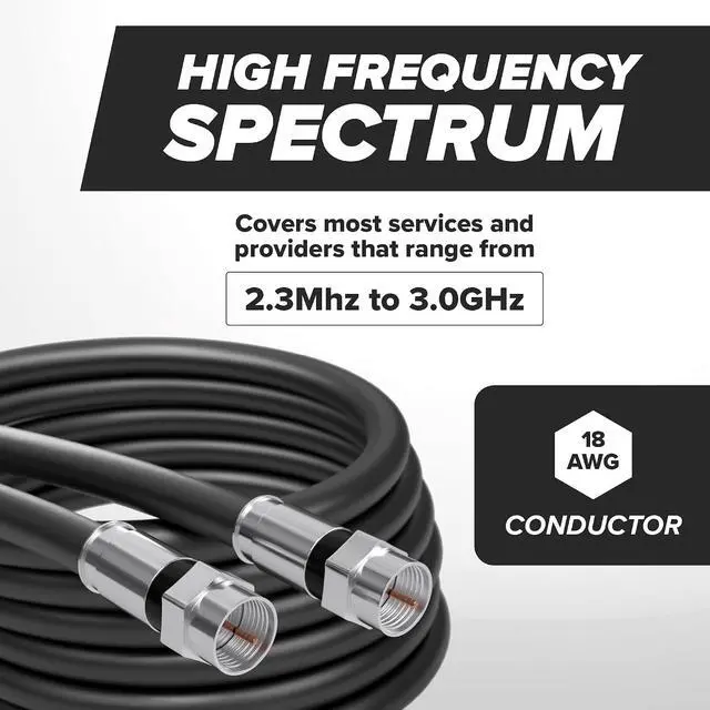 Alt view image 6 of 7 - THE CIMPLE CO - RG6 Coaxial Cable 25 FT - RG6 Coax Cable for TVs, Antennas, Internet, CATV, Audio/Video - Dual Shielded Indoor/Outdoor Coax Wire 25 Feet (7 Meters), Black