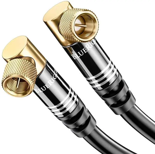 Main image of BlueRigger RG6 Coaxial Cable (15FT, 90° Angled to Straight Male F Type Connector Pin, Gold Plated, Triple Shielded) Digital Audio Video Coax Cable Cord for HDTV, CATV, Modem, Satellite Receivers