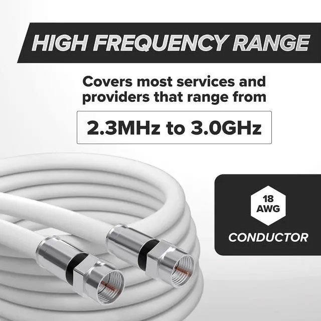 Alt view image 6 of 7 - THE CIMPLE CO Solid Copper Coaxial Cable 10 FT - RG6 Coax | For TVs, Antennas, Internet, CATV, Audio/Video, RVs - Indoor/Outdoor Coax Cable 10 Feet (3 Meters), White
