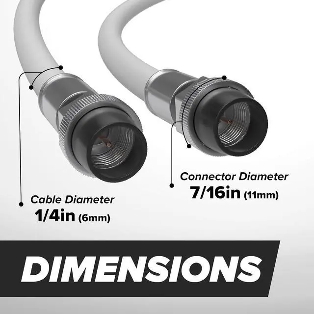 Alt view image 7 of 7 - THE CIMPLE CO - RG6 Coaxial Cable 25 FT Outdoor - Indoor/Outdoor Dual Shielded Coax Cable for Satellite TV Antennas, Internet, CATV - Watertight Coax with Rubber Boots 25 Feet (7 Meters), White
