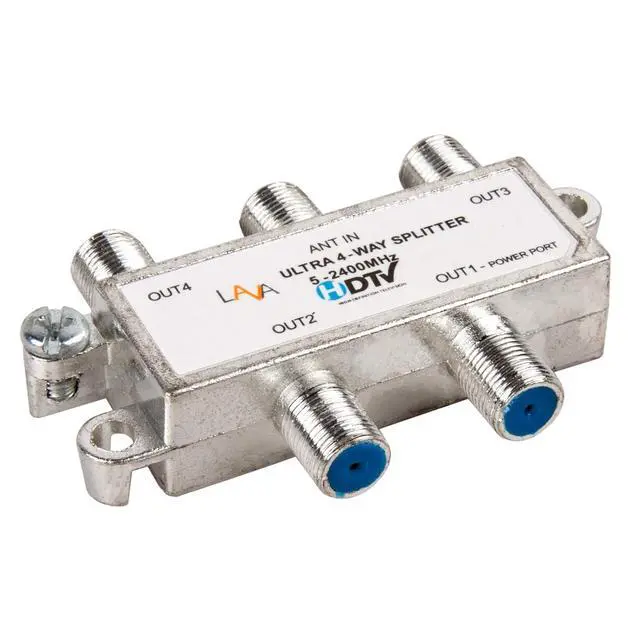 Alt view image 2 of 5 - LAVA 4 Way High Performance Coax Cable Splitter, 5-2400 MHz, RG6 Compatible, Works with HD TV, Satellite, High Speed Internet, Amplifier, Antenna w/ High shielding structure