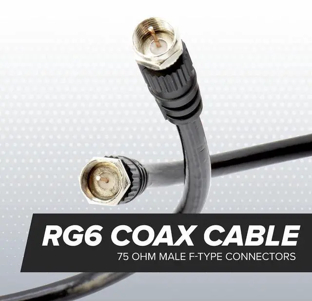 Alt view image 2 of 7 - THE CIMPLE CO 75 FT RG6 Coaxial Cable with Male F-Type Connectors - Indoor/Outdoor Coax for Cable TV, Satellite, Antennas - 75 Ohm, 75 Feet (22 Meters), Black