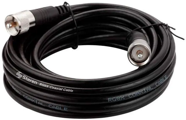 Main image of STEREN RG8X Coaxial Cable 20 ft, CB Coax Cable with PL259 UHF Connectors, Male to Male Low Loss 50 Ohm for HAM Radio, LMR400, Antenna Analyzer