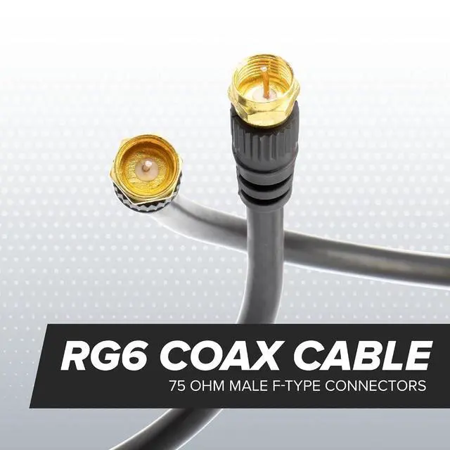 Alt view image 2 of 7 - THE CIMPLE CO 75 FT RG6 Coaxial Cable with Gold Male F-Type Connectors - Indoor/Outdoor Coax for Cable TV, Satellite, Antennas - 75 Ohm, 75 Feet (22 Meters), Black