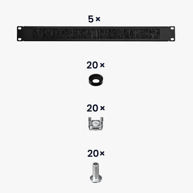 Alt view image 5 of 6 - kwmobile 5x 19 Inch Server Rack Cover - Brush Plate with Cable Opening for 19" Racks - Server Cabinet Network Cable Management 1U