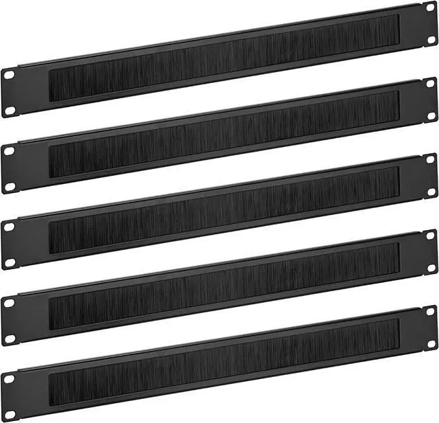 Main image of kwmobile 5x 19 Inch Server Rack Cover - Brush Plate with Cable Opening for 19" Racks - Server Cabinet Network Cable Management 1U