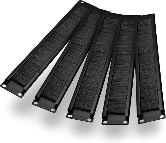 Alt view image 4 of 6 - kwmobile 5x 19 Inch Server Rack Cover - Brush Plate with Cable Opening for 19" Racks - Server Cabinet Network Cable Management 1U