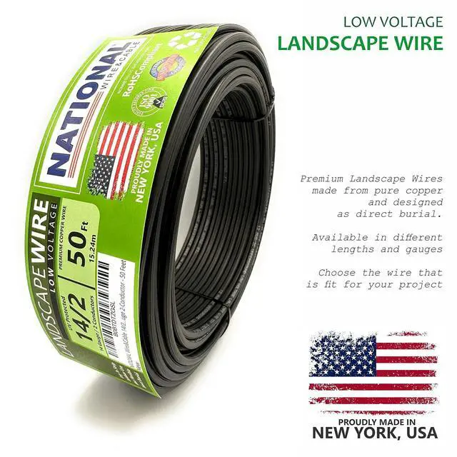 Alt view image 6 of 7 - NATIONAL Wire&Cable 14/2 Low Voltage Landscape Lighting Copper Wire - Made in USA - 14-Gauge 2-Conductor - 50 Feet