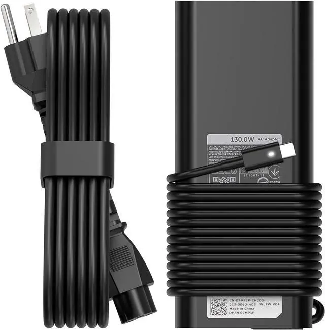Main image of 130W USB C Laptop Charger Compatible with Dell XPS 15 17 9500 9510 9520 9530 9700 9710 9720 9730, Precision 5550 5560 5570 5750 5760 3560, Type C AC Power Adapter Supply with Charging Cord