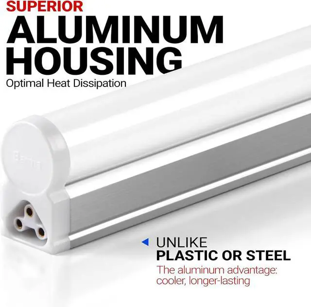 Alt view image 2 of 7 - Barrina (6 Pack LED T5 Integrated Single Fixture, 4FT, 2200lm, 6500K 20W | Super Bright White Utility LED Shop Light, Ceiling Under Cabinet Light, Corded Electric with ON/Off Switch, ETL Listed