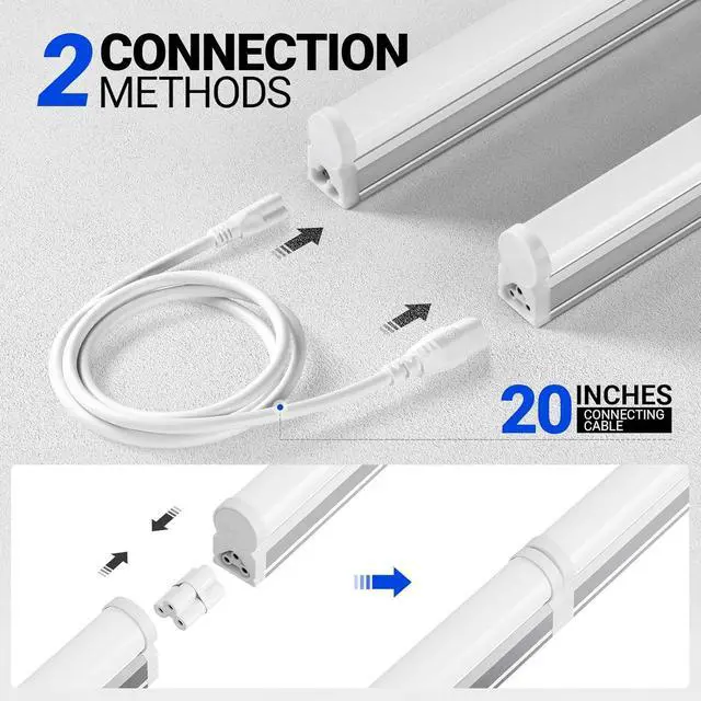 Alt view image 5 of 7 - Barrina (6 Pack LED T5 Integrated Single Fixture, 4FT, 2200lm, 6500K 20W | Super Bright White Utility LED Shop Light, Ceiling Under Cabinet Light, Corded Electric with ON/Off Switch, ETL Listed