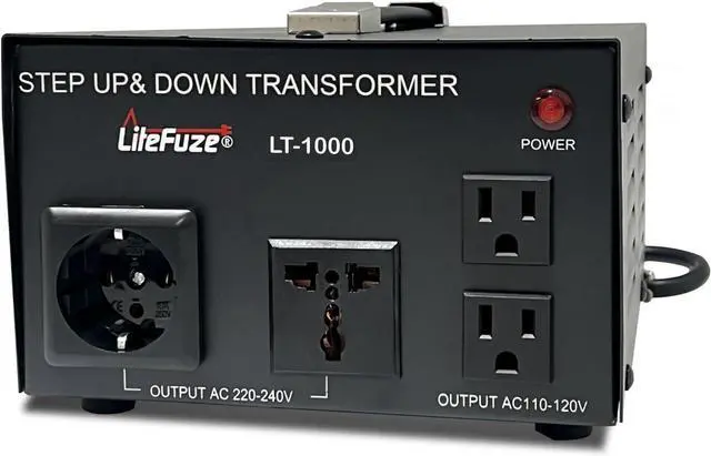 Main image of LiteFuze LT Series 1000 Watt Voltage Converter Transformer Step Up/Down - 110v to 220v / 220v to 110v Power Converter - Fully Grounded Cord - Universal Socket, CE Certified