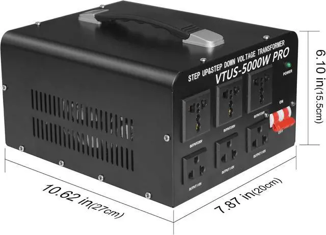 Alt view image 7 of 7 - Yinleader 5000W PRO Voltage Transformer Converter Step Up/Down 110V/220V | AC 110V/120V to 220V/240V or 220V/240V to 110V/120V, US Standard Power Cord, Circuit Breaker Protection