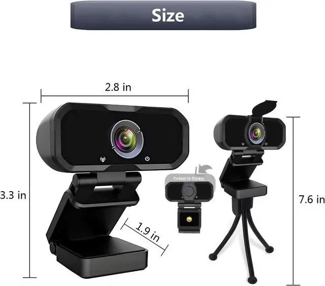 Alt view image 7 of 7 - Webcam 1080p HD Computer Camera Microphone Laptop USB PC Webcam | with Tripod Stand, 110 Degree Live Streaming Widescreen Recording Pro Video Web Camera for Calling, Conferencing , Switch 2
