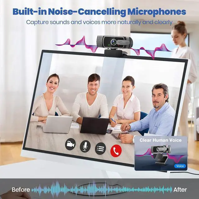 Alt view image 5 of 7 - Webcam with Microphone for Desktop,1080P HD USB Webcam Live Streaming Laptop PC Computer Web Camera for Video Calling Conferencing Recording Gaming, AutoFocus 3D Noise Reduction