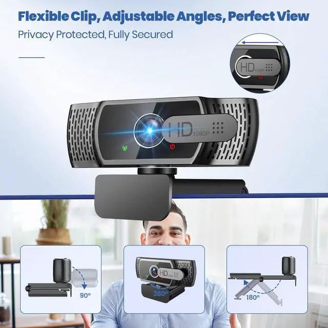 Alt view image 6 of 7 - Webcam with Microphone for Desktop,1080P HD USB Webcam Live Streaming Laptop PC Computer Web Camera for Video Calling Conferencing Recording Gaming, AutoFocus 3D Noise Reduction