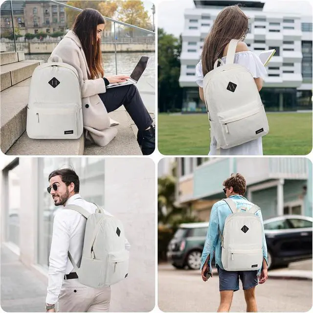 Alt view image 6 of 6 - BIKROD Backpack for Girls, Beige School Backpack for Teen Boys, Lightweight Casual Soft Corduroy Backpack for Women, Large Cute Kids Bookbag