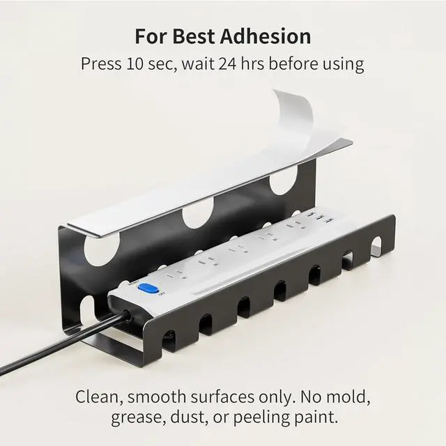 Alt view image 7 of 7 - Delamu 2 Pack Metal Under Desk Cable Management Tray, U Channel Cord Organizer Box, Office Under Desk Cord Organizers, Cable Management with Various Accessories, Black, 15.75 Inches