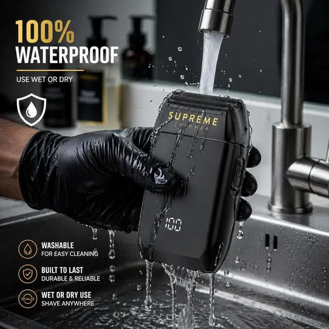 Alt view image 5 of 7 - Supreme Trimmer Crunch STF602 Waterproof Double Foil Shaver for Men | 150 Min Runtime, Wet/Dry Cordless & Corded Electric Razor | Hypoallergenic Foils for Face, Head & Stubble