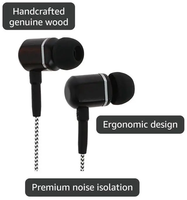 Alt view image 3 of 7 - Symphonized MTRX 2.0 Premium Wired Earbuds - Wood in-Ear Headphones with Microphone & Volume Control, Noise Isolation - Corded Ear Buds for Android - Earphones for Computer & Laptop (Silver)