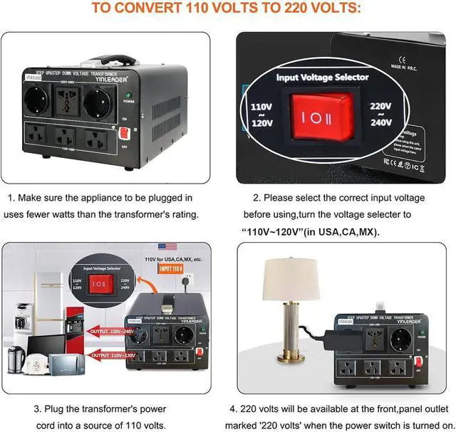 Alt view image 5 of 7 - Yinleader 3000W Voltage Converter Transformer(110V to 220V,220V to 110V) | Step Up/Down Converter 110/120 Volt - 220/240 Volt w/US Standard Power Cord,Circuit Breaker Protection (VTUS-EU3000)