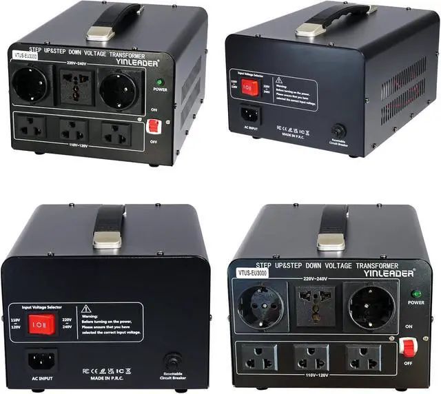 Alt view image 7 of 7 - Yinleader 3000W Voltage Converter Transformer(110V to 220V,220V to 110V) | Step Up/Down Converter 110/120 Volt - 220/240 Volt w/US Standard Power Cord,Circuit Breaker Protection (VTUS-EU3000)