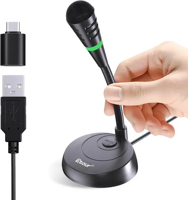 Main image of Mic for Mac mini m4, USB C Microphone, Plug &Play Desktop Cardioid Condenser External Small Computer Mic for Laptop, Mute Button, for Windows, MacBook Pro/Air, for Recording, Dictation/Meeting