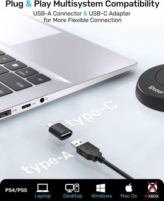 Alt view image 3 of 7 - Mic for Mac mini m4, USB C Microphone, Plug &Play Desktop Cardioid Condenser External Small Computer Mic for Laptop, Mute Button, for Windows, MacBook Pro/Air, for Recording, Dictation/Meeting