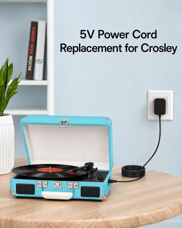 Alt view image 2 of 7 - VHBW 5V Power Cord Replacement for Crosley CR8005F CR8005D Adapter Fit with Crosley Cruiser Plus Portable Turntable CR8005F-GA CR8005F-WO CR8005D-TU CR8005D-BL CR8005D-WS CR8005D-TW(Not for 9V/12V)