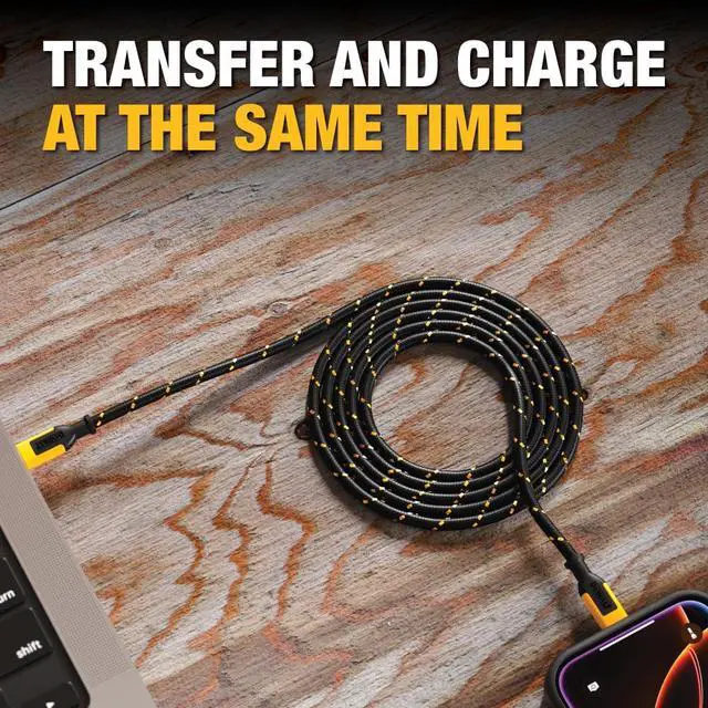 Alt view image 5 of 7 - DEWALT Lightning to USB C Cable Reinforced Braided Cable for Lightning Charger Cord Compatible with iPhone Apple Compatible Charging Cable (USB C to Lightning, 4 FT)