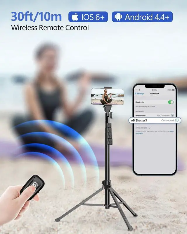 Alt view image 6 of 7 - EMART 62 Cell Phone Tripod Stand with Remote for iPhone and Android | Compact lightweight design easy to carry for travel & outdoor useworks great for live streaming, vlogging, filming