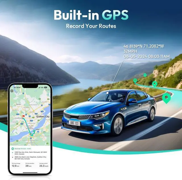 Alt view image 7 of 7 - BOTSLAB 4k Dash Cam Front and Rear, 24/7 Parking Monitor with Hardwired Kit, 170° Ultra Wide Dashcam, ADAS, IMX415 Sensor, Night Vision, WDR, Loop Recording, 5G/2.4G WiFi & GPS, Free 64GB Card