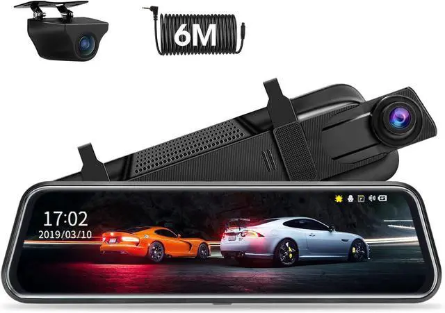 Main image of Upgraded 10'' Rear View Mirror Camera Mirror Dash Cam Front and Rear 1080P Backup Camera Full Touch Screen w Loop Recording, G-Sensor Night Vision 170° Wide Angle
