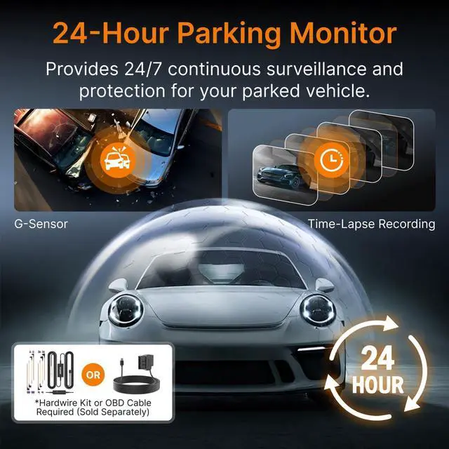 Alt view image 6 of 7 - Miofive Car Camera 4K Resolution, WiFi, Bluetooth, GPS Dash Cam, 3-Inch IPS Screen, Night Vision, Loop Recording, HDR, App Control, and Supports up to 512GB with a Free 32GB Card Included