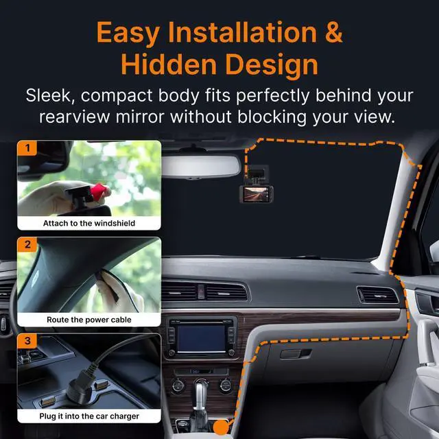 Alt view image 7 of 7 - Miofive Car Camera 4K Resolution, WiFi, Bluetooth, GPS Dash Cam, 3-Inch IPS Screen, Night Vision, Loop Recording, HDR, App Control, and Supports up to 512GB with a Free 32GB Card Included