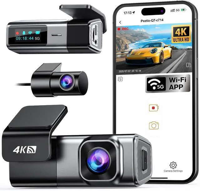 Main image of Navycrest 4K Dash Cam Front and Rear, Built-in 5G WiFi, Dash Camera for Cars 4K Front and 1080P Rear, Dashcams for Cars Loop Recording, Gravity Sensor, 24-Hours Parking Mode, SD Card NOT Included