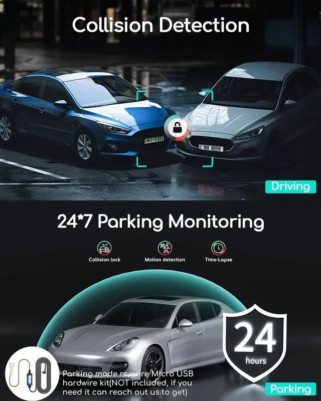 Alt view image 7 of 7 - COOAU Dual Dash Cam 2.5K+1080P, Dash Cam Front and Inside, Built-in GPS and WI-FI, Dash Camera for Cars, Perfect for Uber and Taxi Drivers, Night Vision, Accident Record, 24Hr Parking Mode