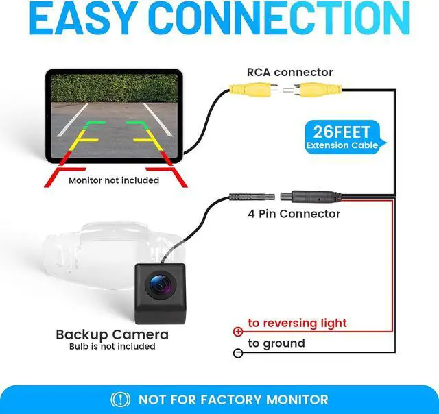 Alt view image 7 of 7 - EWAY Backup Camera for Select Honda Accord Civic, for Acura MDX RL TL TSX ILX, Reverse Camera with Factory Style Rear License Plate Light Housing - RCA Plug for Aftermarket Radio Monitor