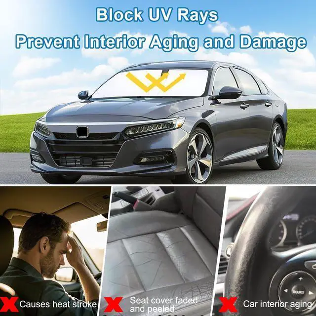 Alt view image 5 of 7 - Premium Car Windshield Sun Shade for 2018-2022 Honda Accord Front Window Sun Visor Reflector 310T Thickened Blocks UV Rays Foldable Sunshade Car Interior Protection Accessories