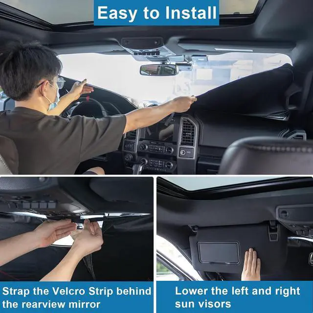 Alt view image 7 of 7 - Premium Car Windshield Sun Shade for 2018-2022 Honda Accord Front Window Sun Visor Reflector 310T Thickened Blocks UV Rays Foldable Sunshade Car Interior Protection Accessories