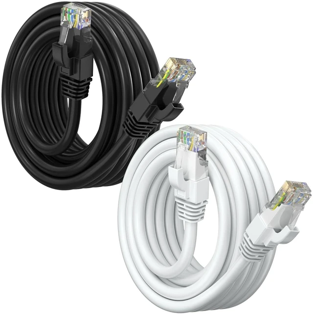 Main image of Maximm Cat6 Ethernet Cable 12 Ft Black/White (2-Pack), 10Gbps 550MHz UTP Cord