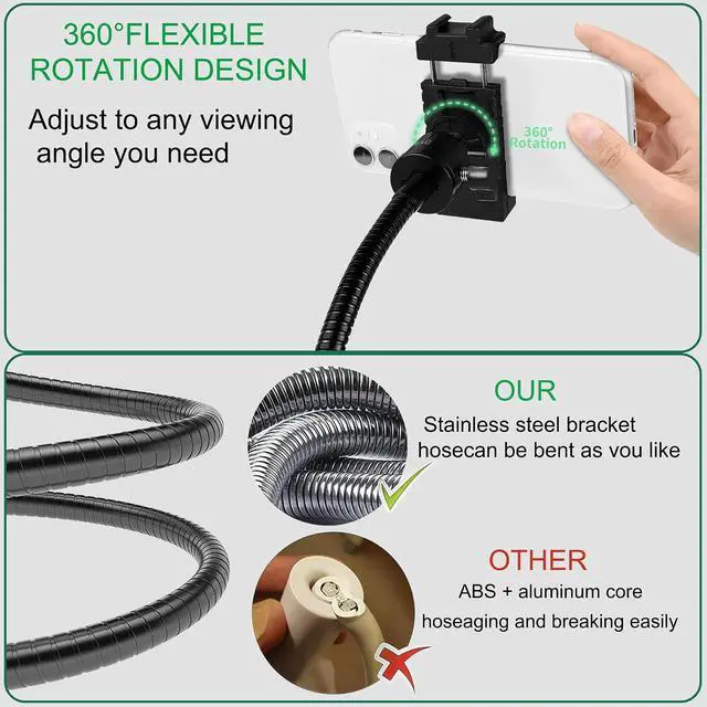 Alt view image 4 of 7 - Gooseneck Phone Holder, Adjustable Overhead Phone Mount for Desk, Phone Stand for Recording Live Streaming, Mini Projector Stand Alternative, Overhead Tripod for Phone for Cooking Drawing Teaching