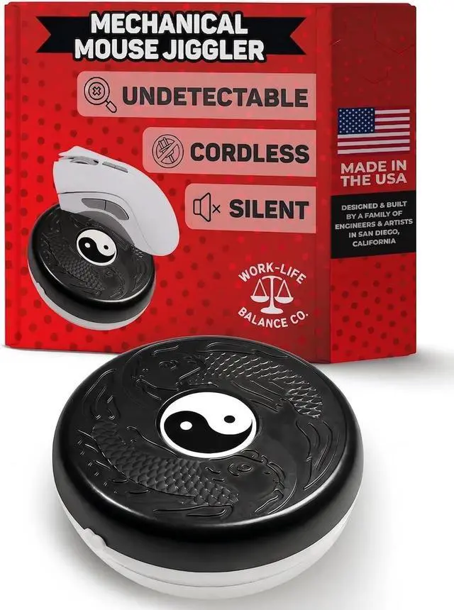 Main image of Compact Mouse Jiggler, NO USB, Cordless, Silent Undetectable Mouse Mover | Wireless, No Software, Mechanical, Automatic Shaker, AA Battery 12 Months, Keeps Laptop Computer Awake, Remote Work Wiggler