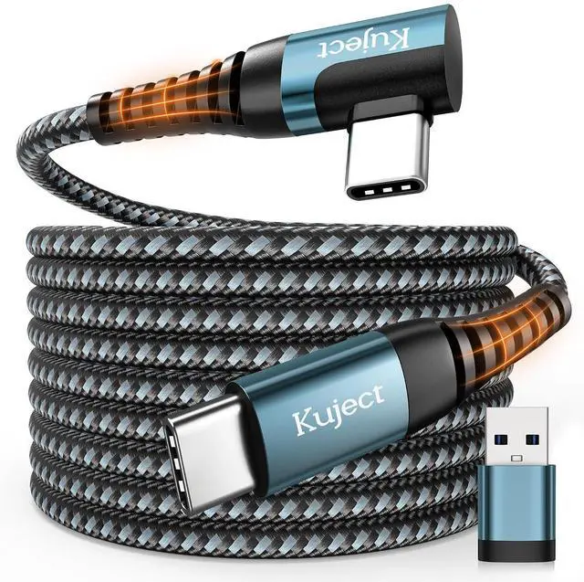 Main image of Kuject Link Cable 20FT Compatible for Quest 3S/3, Quest 2/Pro, Pico 4, Nylon Braided Charging Cord for Rift S/Steam VR Games, USB 3.0 Type C to C High Speed Data Transfer Cables for Gaming PC